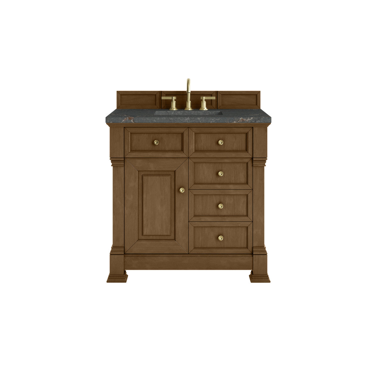 James Martin 547-V36 Brookfield 36” Single Vanity – Black Onyx / Honey Oak / Pearl Charcoal