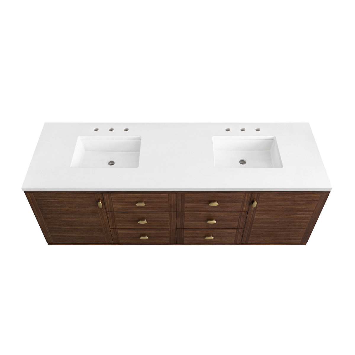 Amberly 72" Double Vanity Cabinet, Mid-Century Walnut
