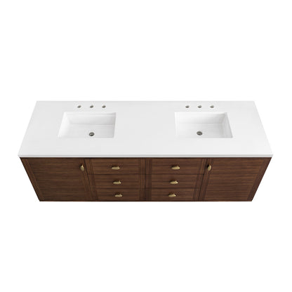 Amberly 72" Double Vanity Cabinet, Mid-Century Walnut
