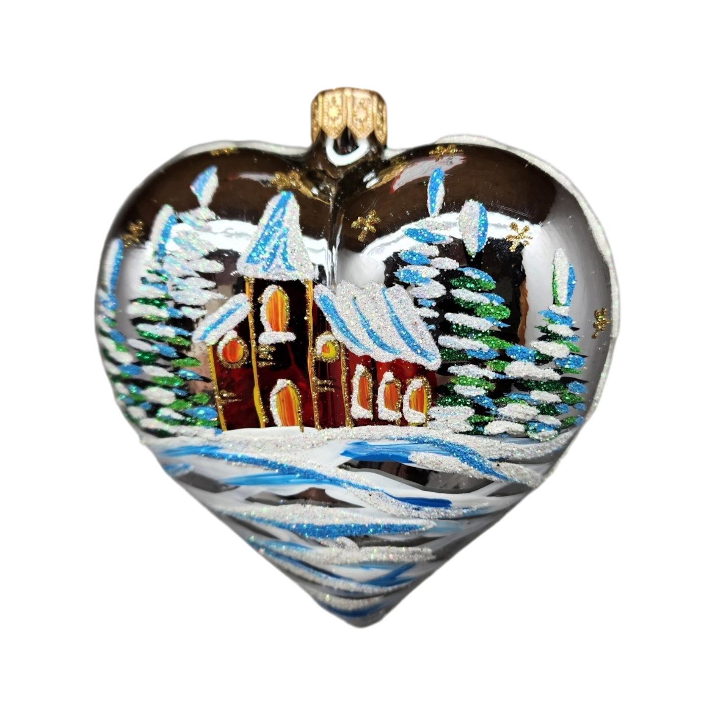 Country Heart Ornament - Silver base