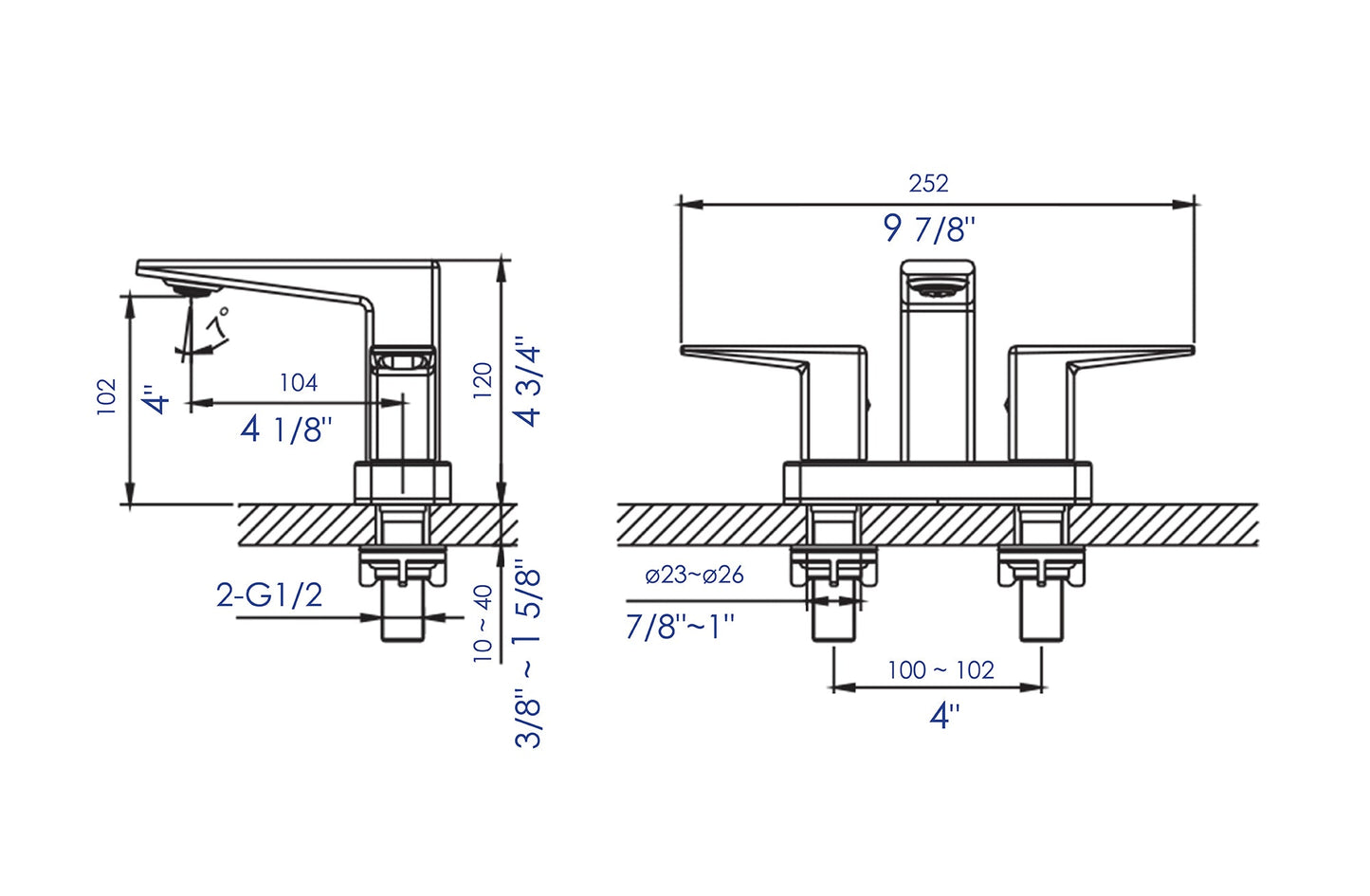 ALFI brand AB1020 Two-Handle 4" Centerset Bathroom Faucet