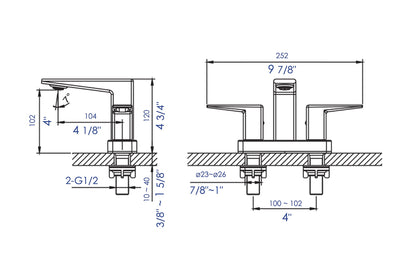 ALFI brand AB1020 Two-Handle 4" Centerset Bathroom Faucet