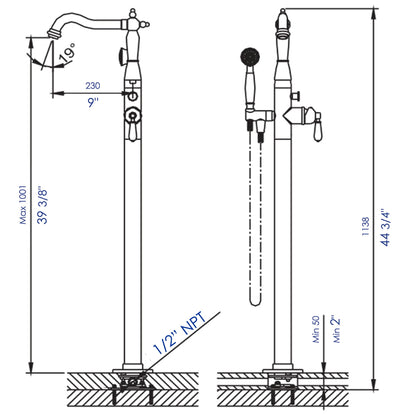 ALFI brand AB2553 Free Standing Floor Mounted Bath Tub Filler