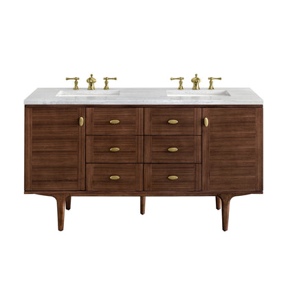 Amberly 60" Double Vanity Cabinet, Mid-Century Walnut