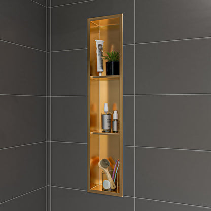 ALFI brand ABNP0836 8" x 36" Vertical Triple Shelf Shower Niche
