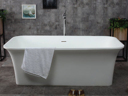 ALFI brand  AB9942 67" White Rectangular Solid Surface Smooth Resin Soaking Bathtub