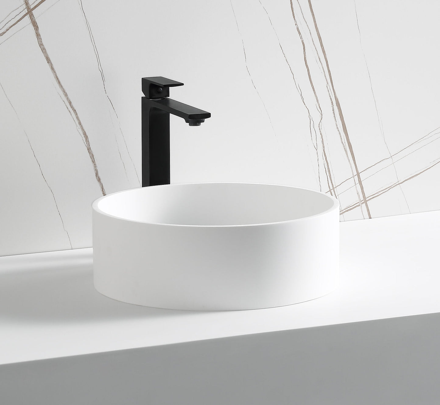 ALFI brand  ABRS15R 15" Round White Matte Solid Surface Resin Sink
