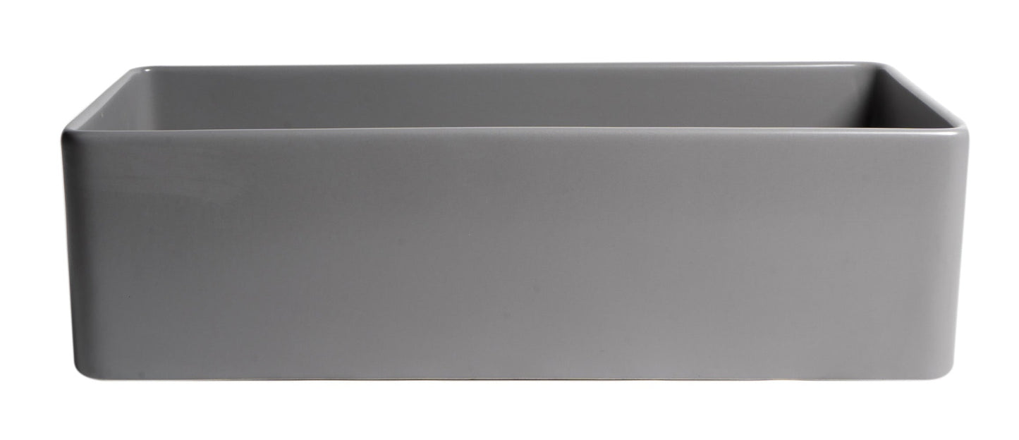 ALFI brand ABF3618 Smooth Apron 36" x 18" Single Bowl Fireclay Farm Sink