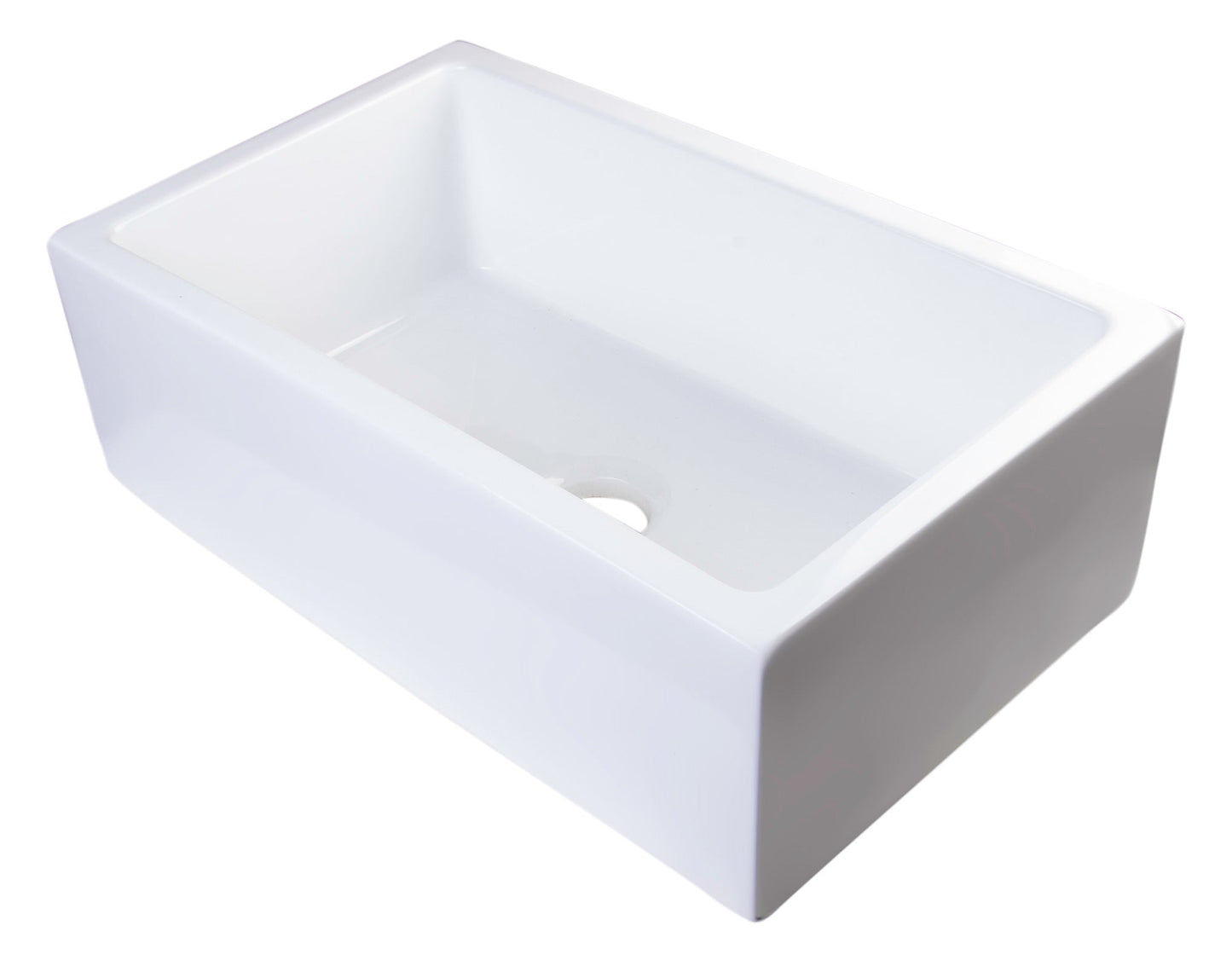 ALFI brand AB3018SB Smooth Apron Thick Wall Fireclay Single Bowl Farm Sink