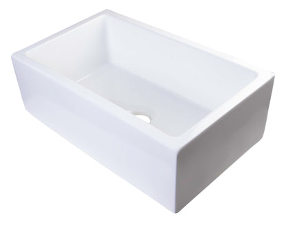 ALFI brand AB3018SB Smooth Apron Thick Wall Fireclay Single Bowl Farm Sink