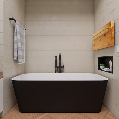 ALFI brand  AB9952BM 67" Black & White Matte Rectangular Solid Surface Resin Soaking Bathtub