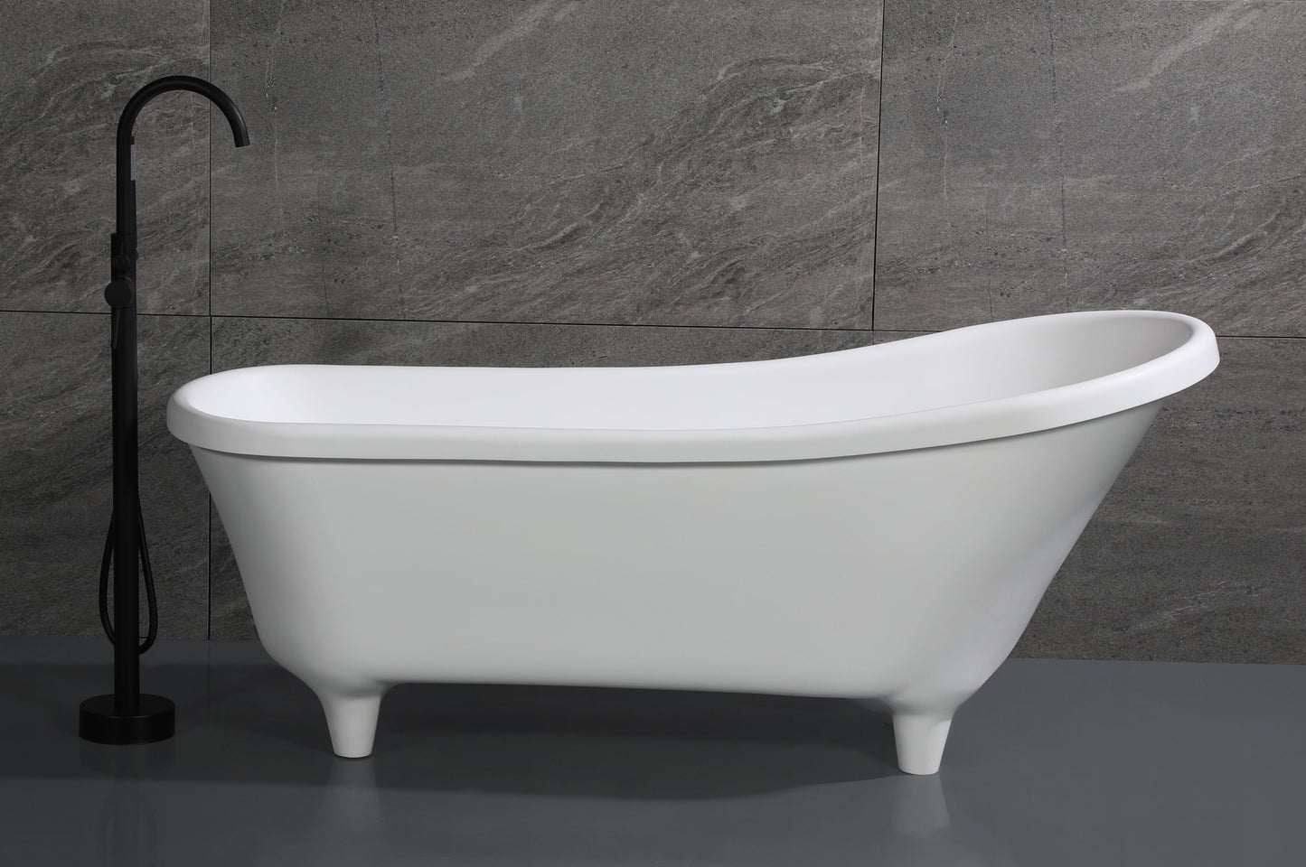 ALFI brand  AB9960 67" White Matte Clawfoot Solid Surface Resin Bathtub