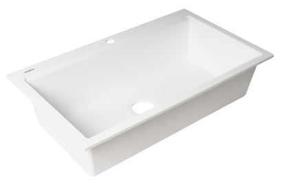 ALFI brand AB3418SBDI 33" Granite Composite Workstation Step Rim Single Bowl Drop In Sink with Accessories