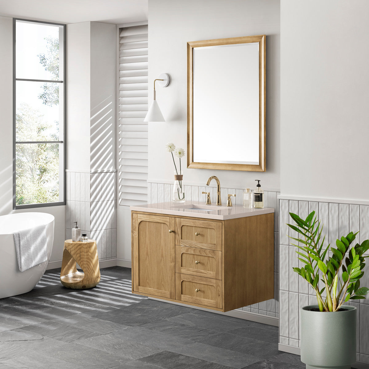 Laurent 36" Single Vanity Cabinet, Light Natural Oak