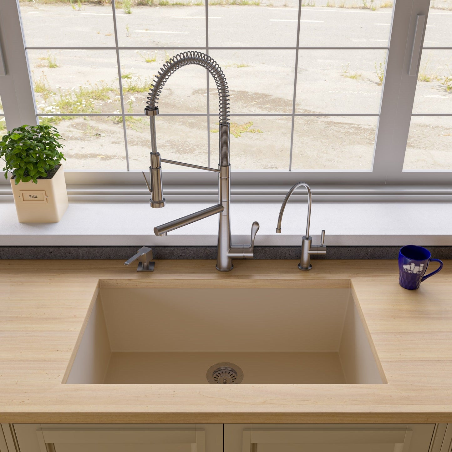 ALFI brand AB3322UM 33" Single Bowl Undermount Granite Composite Kitchen Sink