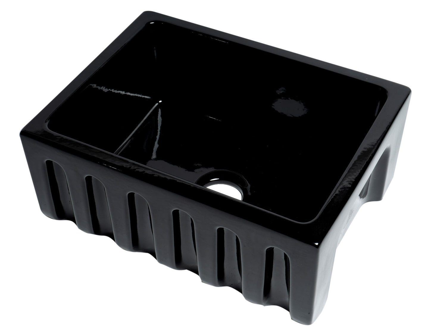 ALFI brand AB2418HS AB2418HS-B 24 inch Biscuit Reversible Smooth / Fluted Single Bowl Fireclay Farm Sink