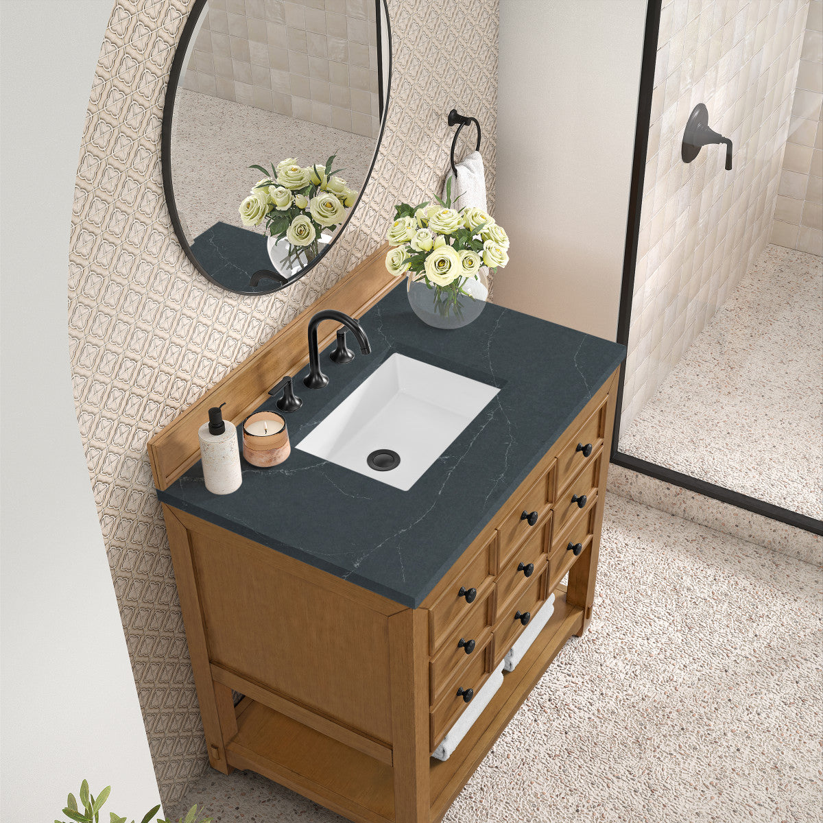 Malibu 36" Single Vanity Cabinet, Amber Birch