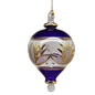 Etched Gold Teardrop Blown Glass Ornament - Purple