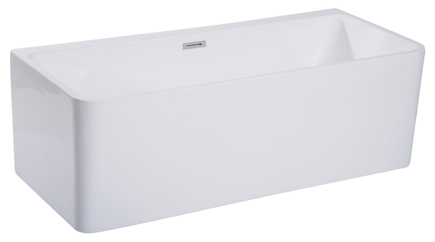 ALFI brand  AB8859 67 inch White Rectangular Acrylic Free Standing Soaking Bathtub