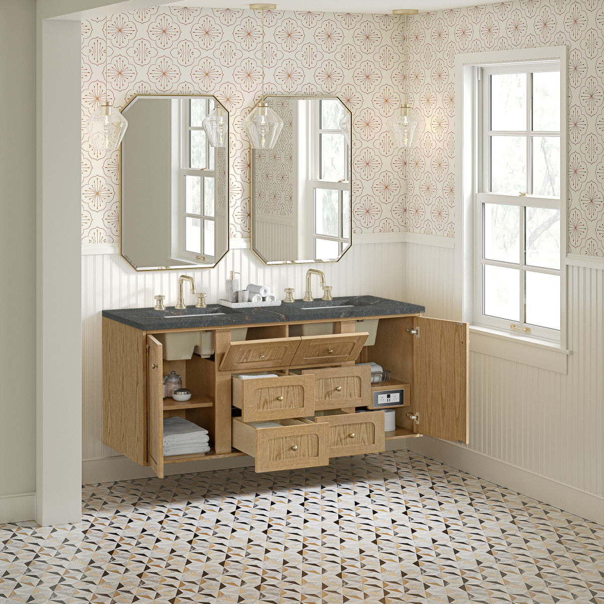 Laurent 60" Double Vanity, Light Natural Oak