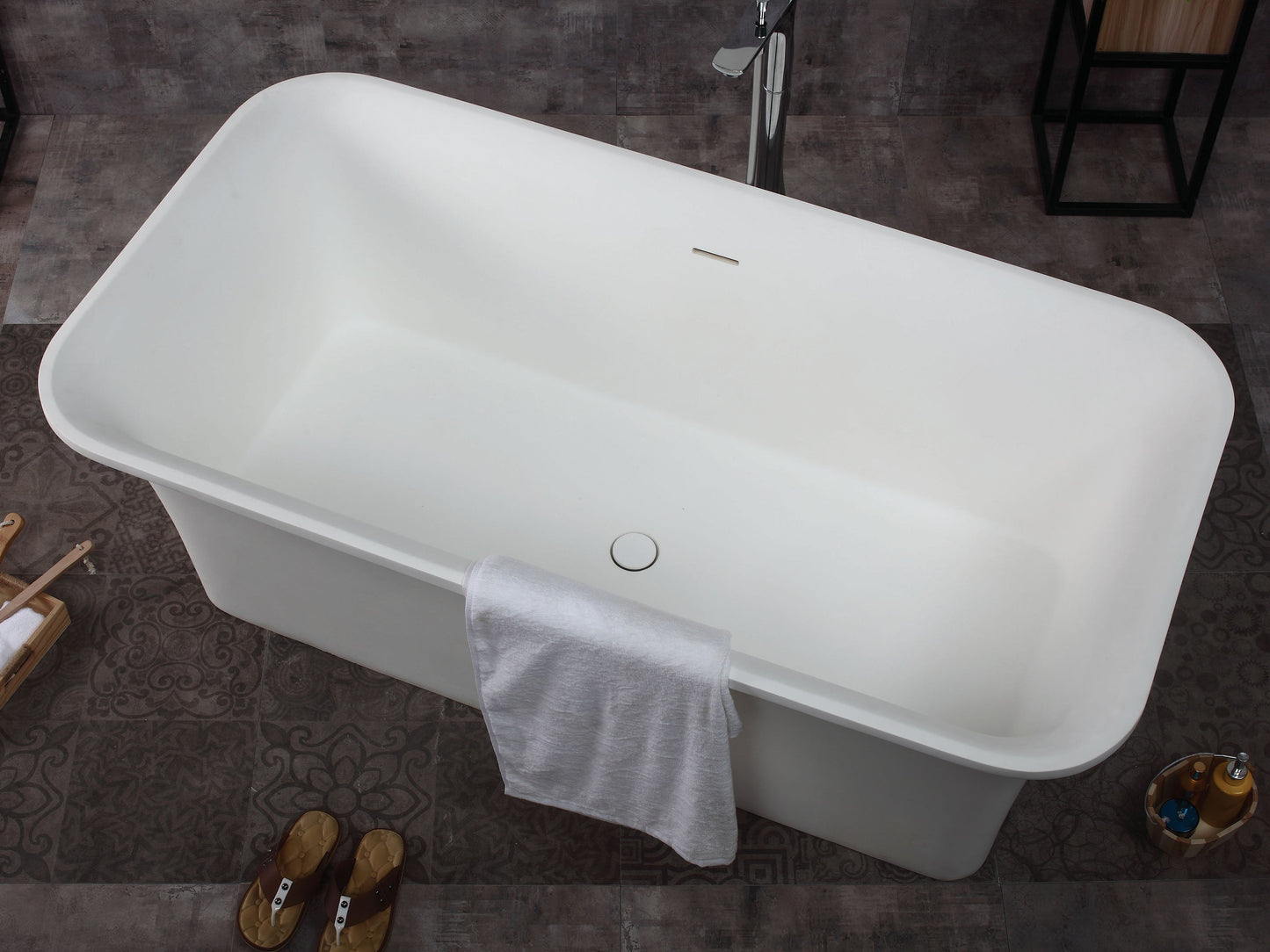 ALFI brand  AB9942 67" White Rectangular Solid Surface Smooth Resin Soaking Bathtub