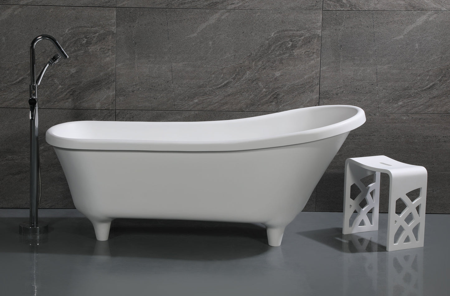 ALFI brand  AB9960 67" White Matte Clawfoot Solid Surface Resin Bathtub