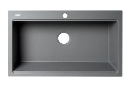 ALFI brand AB3418SBDI 33" Granite Composite Workstation Step Rim Single Bowl Drop In Sink with Accessories