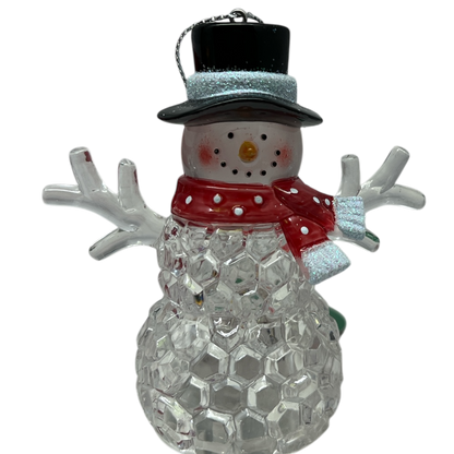 3.75"LED Snowman With Black Hat Ornament