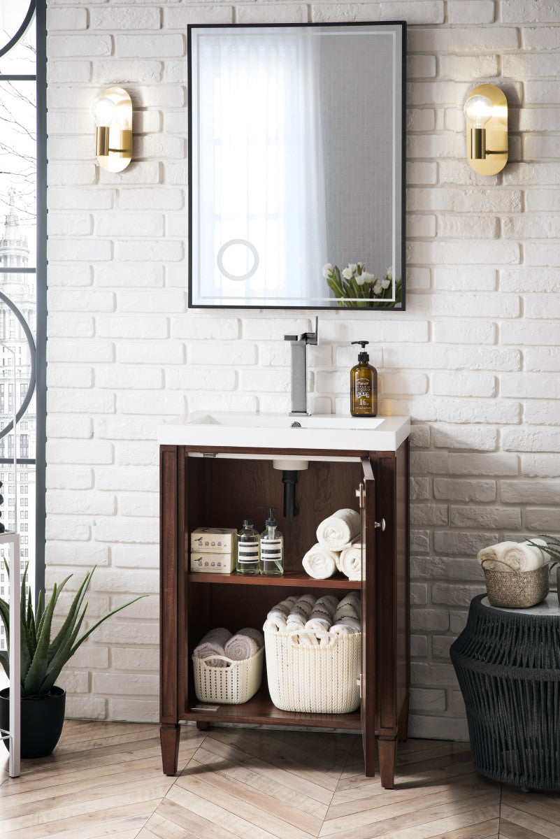 Britannia 24" Single Vanity with White Glossy Composite Stone Top