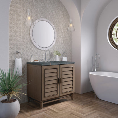 Portland 36" Single Vanity Cabinet, Whitewashed Walnut