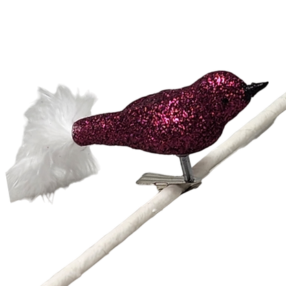 Glass and Enamel Clip on Bird Ornament Set - Pink and Red