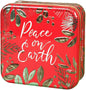 Christmas Embossed Square Cookie Tin - Peace on Earth