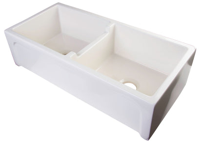 ALFI brand AB3918ARCH Arched Apron Thick Wall Fireclay Double Bowl Farm Sink