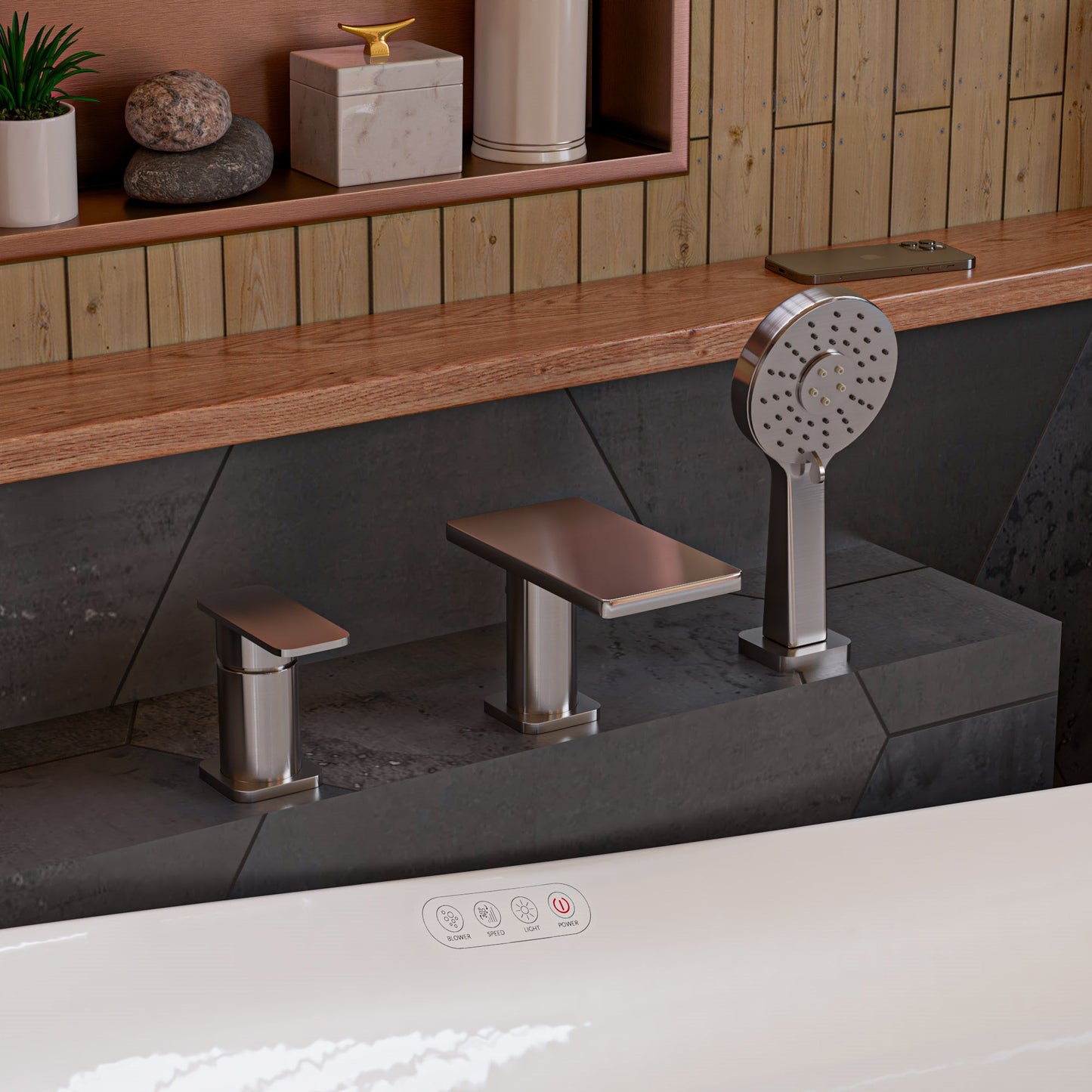 ALFI brand AB2879 Deck Mounted Tub Filler with Hand Held Showerhead