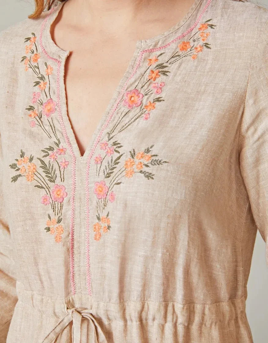 Kayce Embroidered Dress - Alljoy Landing Pineapple Embroidery