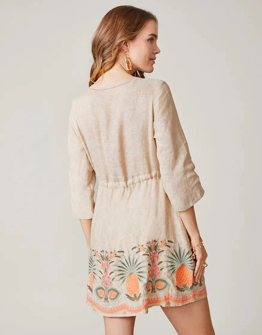Kayce Embroidered Dress - Alljoy Landing Pineapple Embroidery