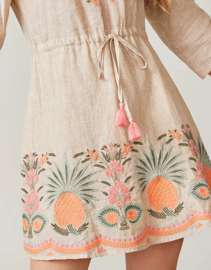Kayce Embroidered Dress - Alljoy Landing Pineapple Embroidery