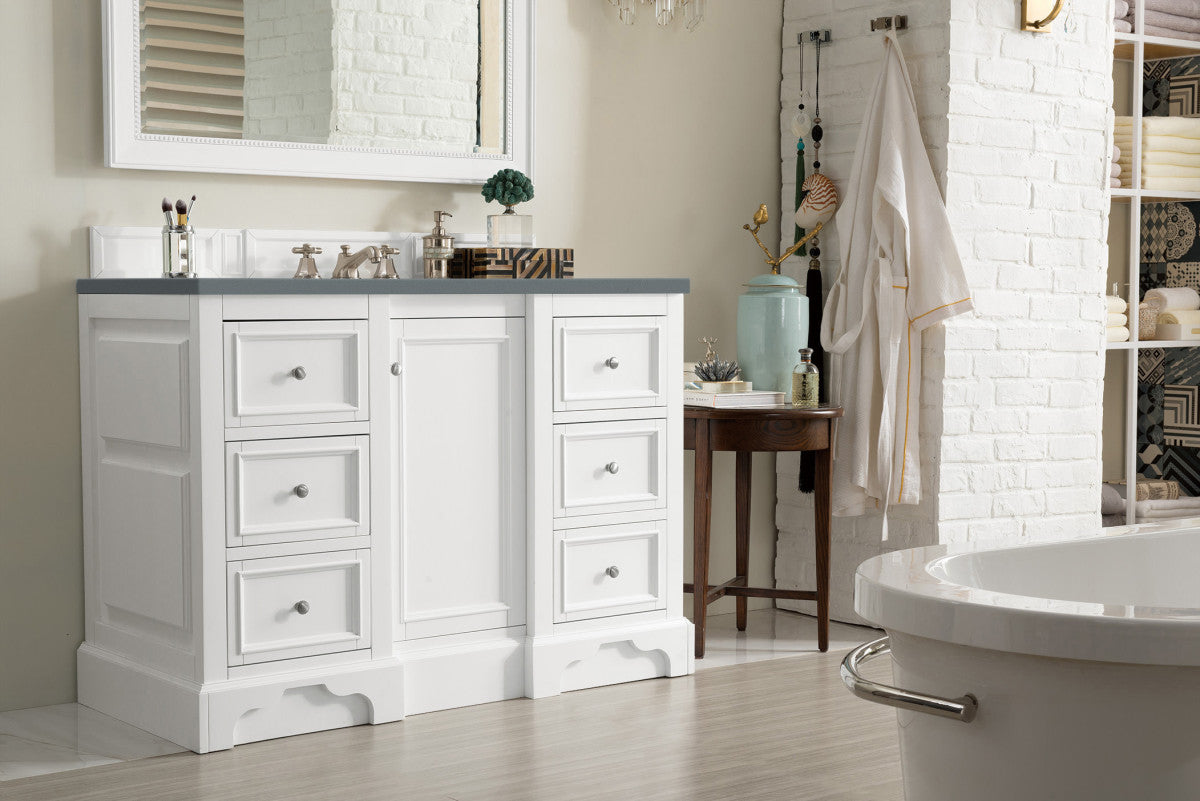 De Soto 48" Single Vanity Cabinet, Bright White