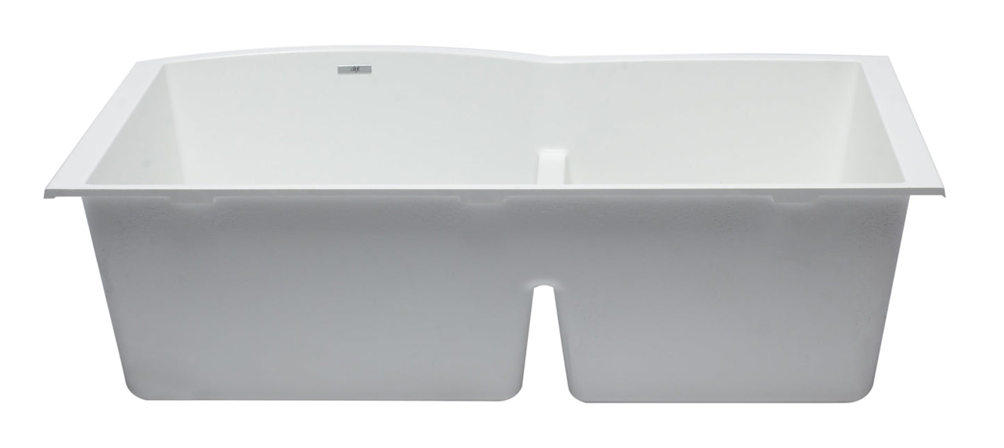 ALFI brand AB3320UM 33" Double Bowl Undermount Granite Composite Kitchen Sink