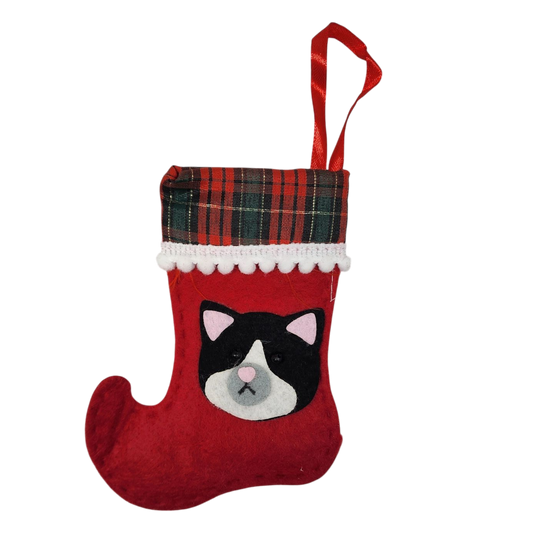Kitty Mini Stocking Ornament - Tuxedo