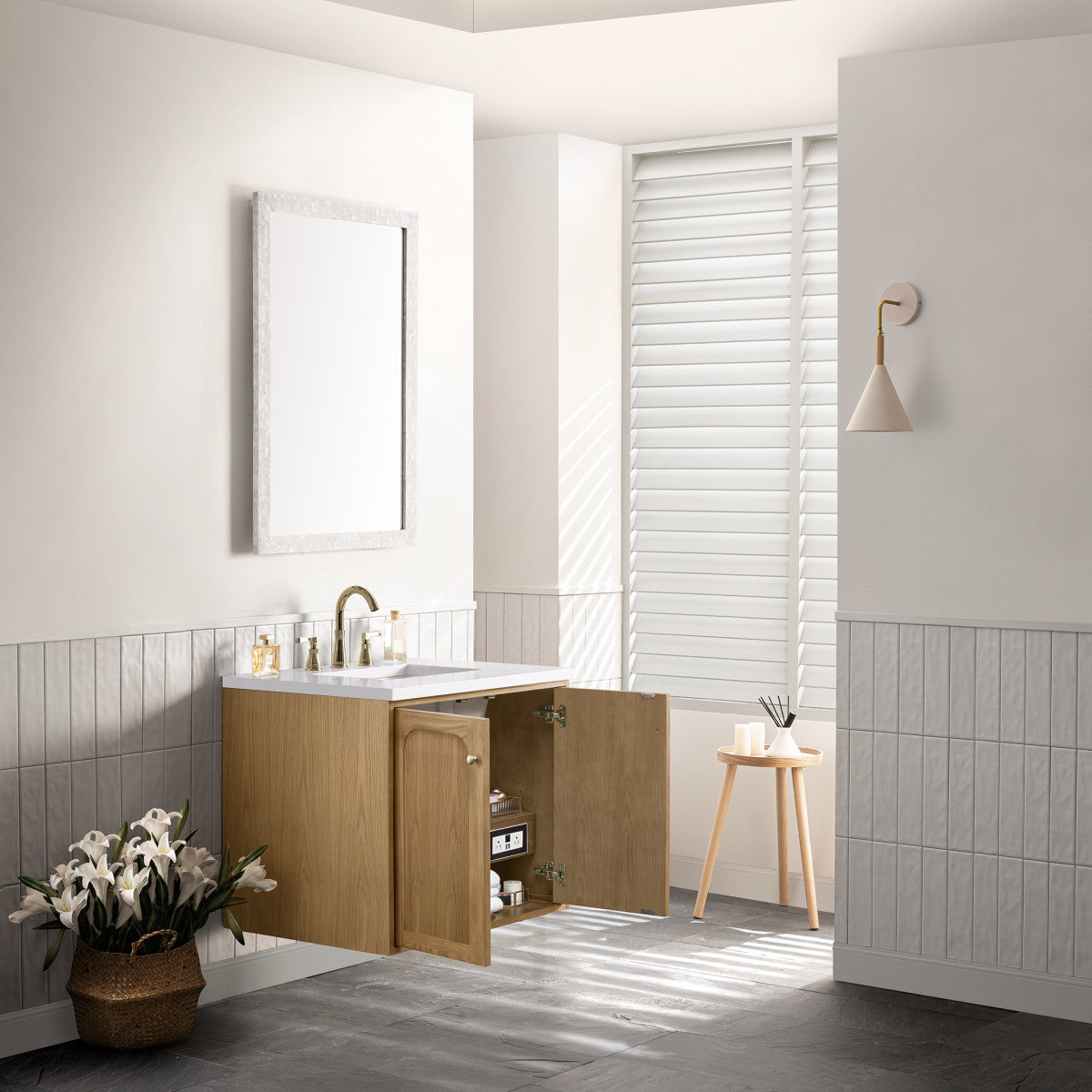 Laurent 30" Single Vanity Cabinet, Light Natural Oak