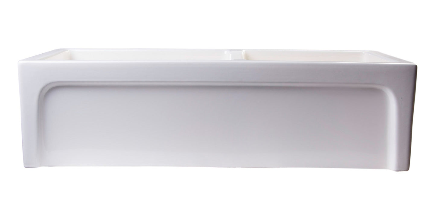 ALFI brand AB3618ARCH Arched Apron Thick Wall Fireclay Double Bowl Farm Sink