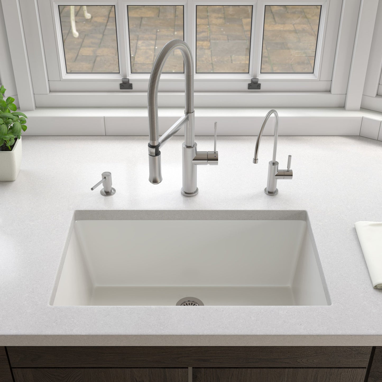 ALFI brand AB3018UD 30" x 18" Fireclay Undermount / Drop In Fireclay Kitchen Sink