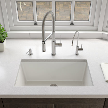 ALFI brand AB3018UD 30" x 18" Fireclay Undermount / Drop In Fireclay Kitchen Sink