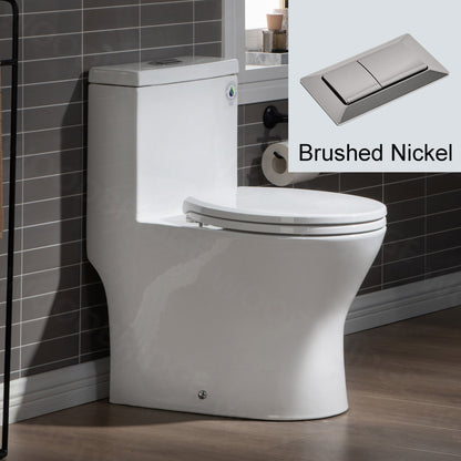 WOODBRIDGE One Piece Short Compact Bathroom Tiny Mini Commode Water Closet Dual Flush Concealed Trapway