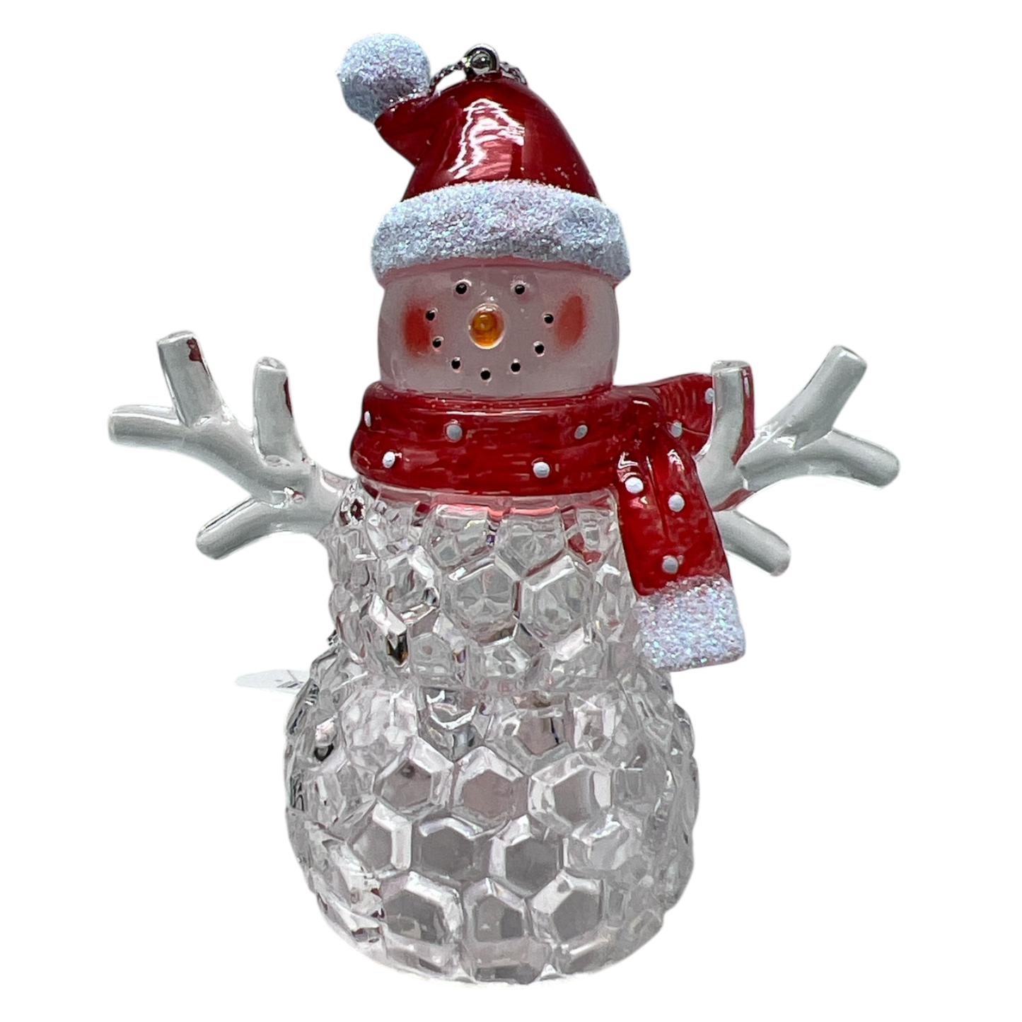 3.75"LED Snowman With Red Hat Ornament