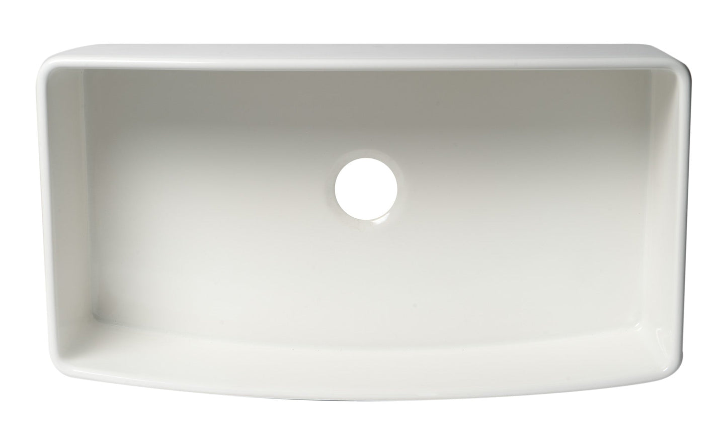 ALFI brand ABFC3620S ABFC3620S-W White Smooth Curved Apron 36" x 20" Single Bowl Fireclay Farm Sink with Grid
