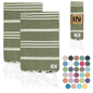 Istanbul Classic Turkish Hand Towel Set of 2 for Kitchen, Bath, Beach, Gym, and Yoga 17"x30"