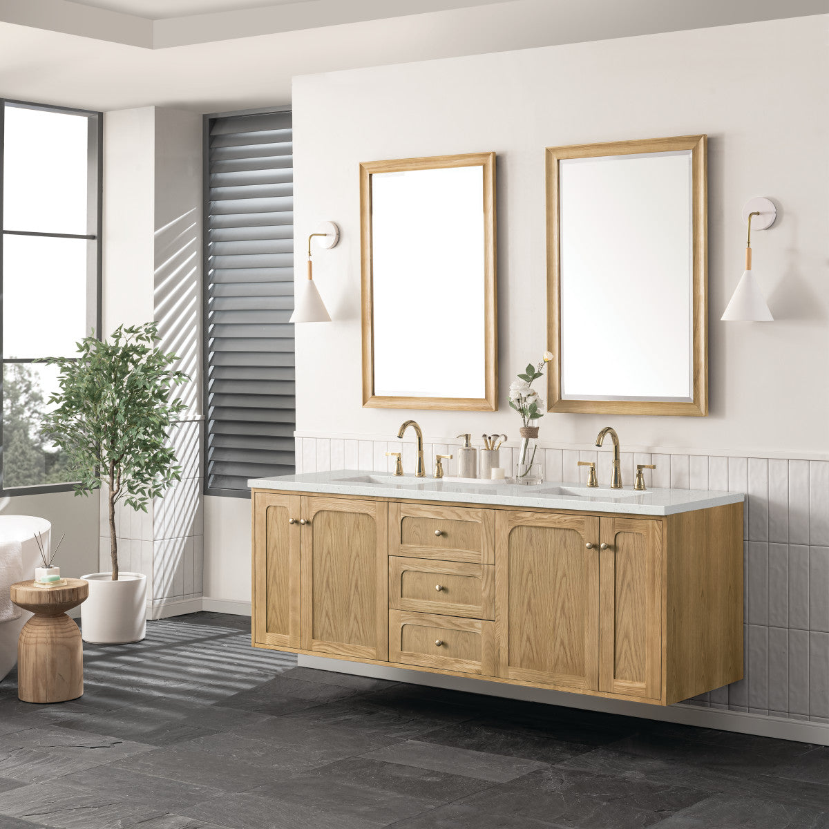 Laurent 72" Double Vanity Cabinet, Light Natural Oak