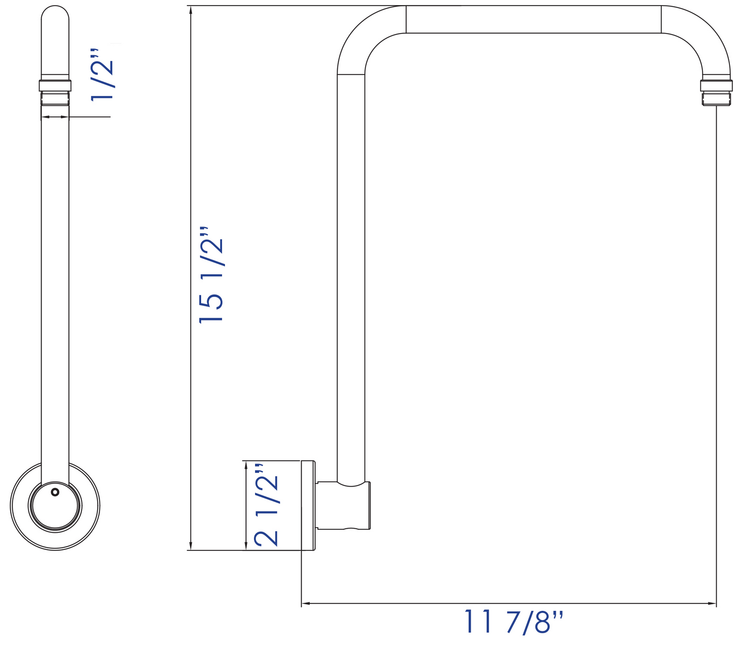 ALFI brand AB12GRW 12" Round Raised Wall Mounted Shower Arm